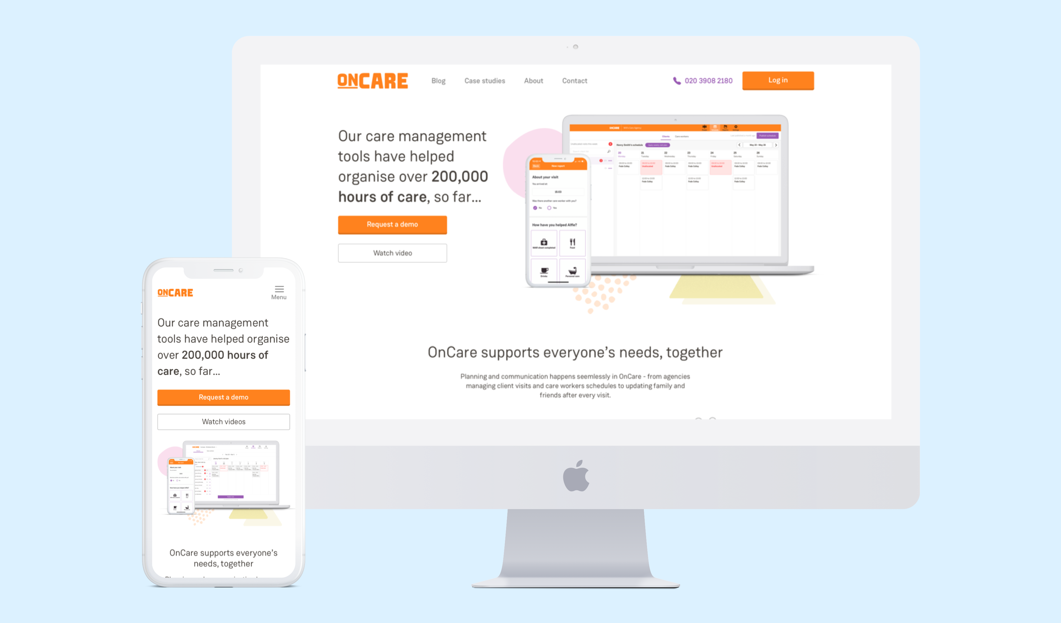 OnCare website on desktop and mobile devices