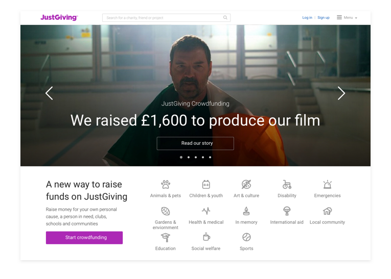 JustGiving Crowdfunding hero